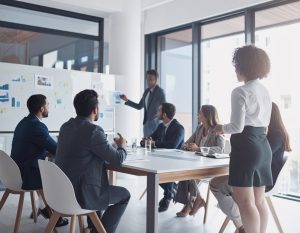 Firefly_Moderation einer gruppe junger menschen, die an einem geschäftlichen Termin teilnehme 727504_S